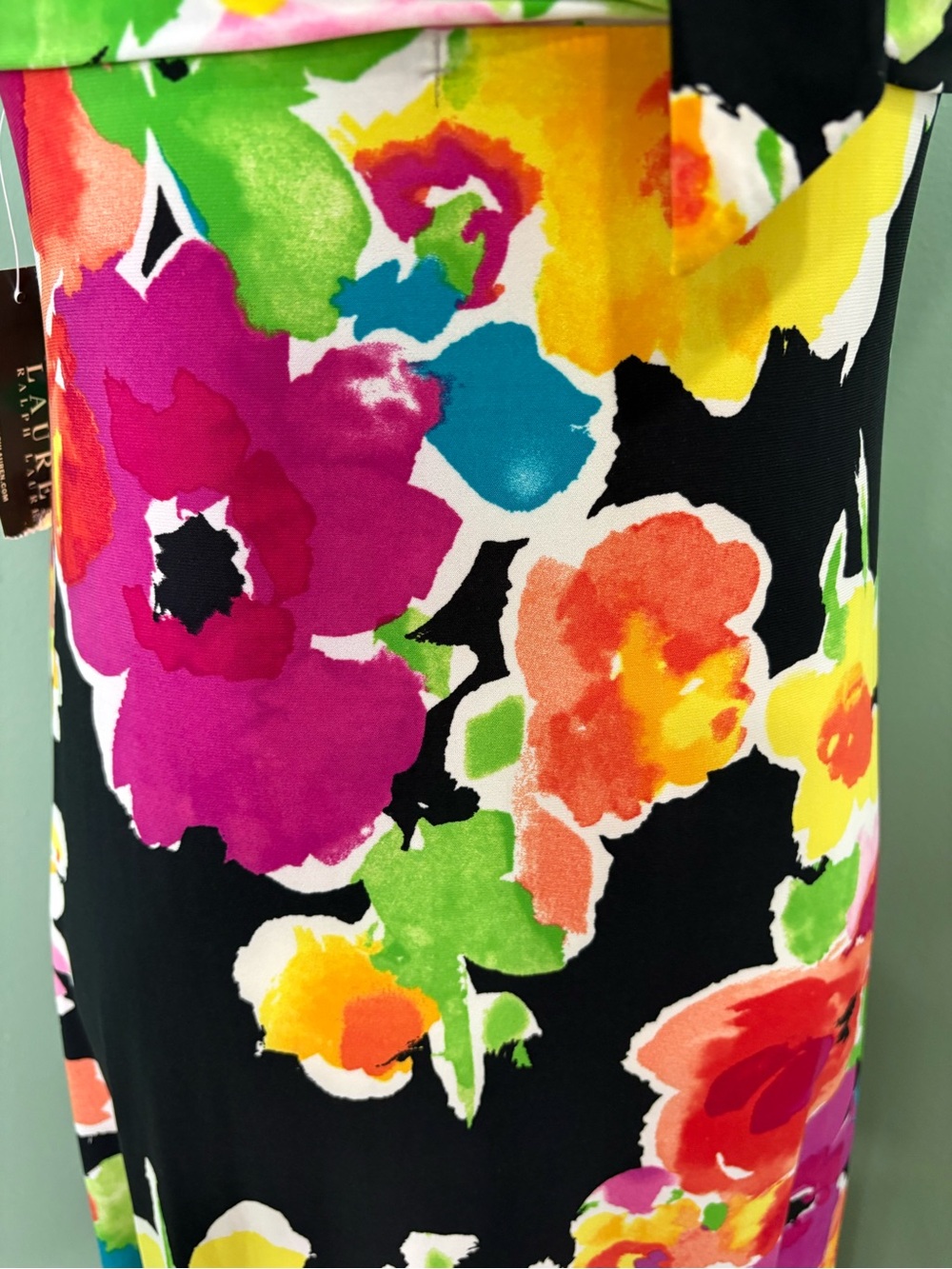 Lauren Ralph Lauren Black Strapless Floral Maxi Dress with Bright Blooms - Picture 7 of 13